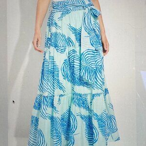 NWT Vineyard Vines palm maxi skirt in coastal blue 0
